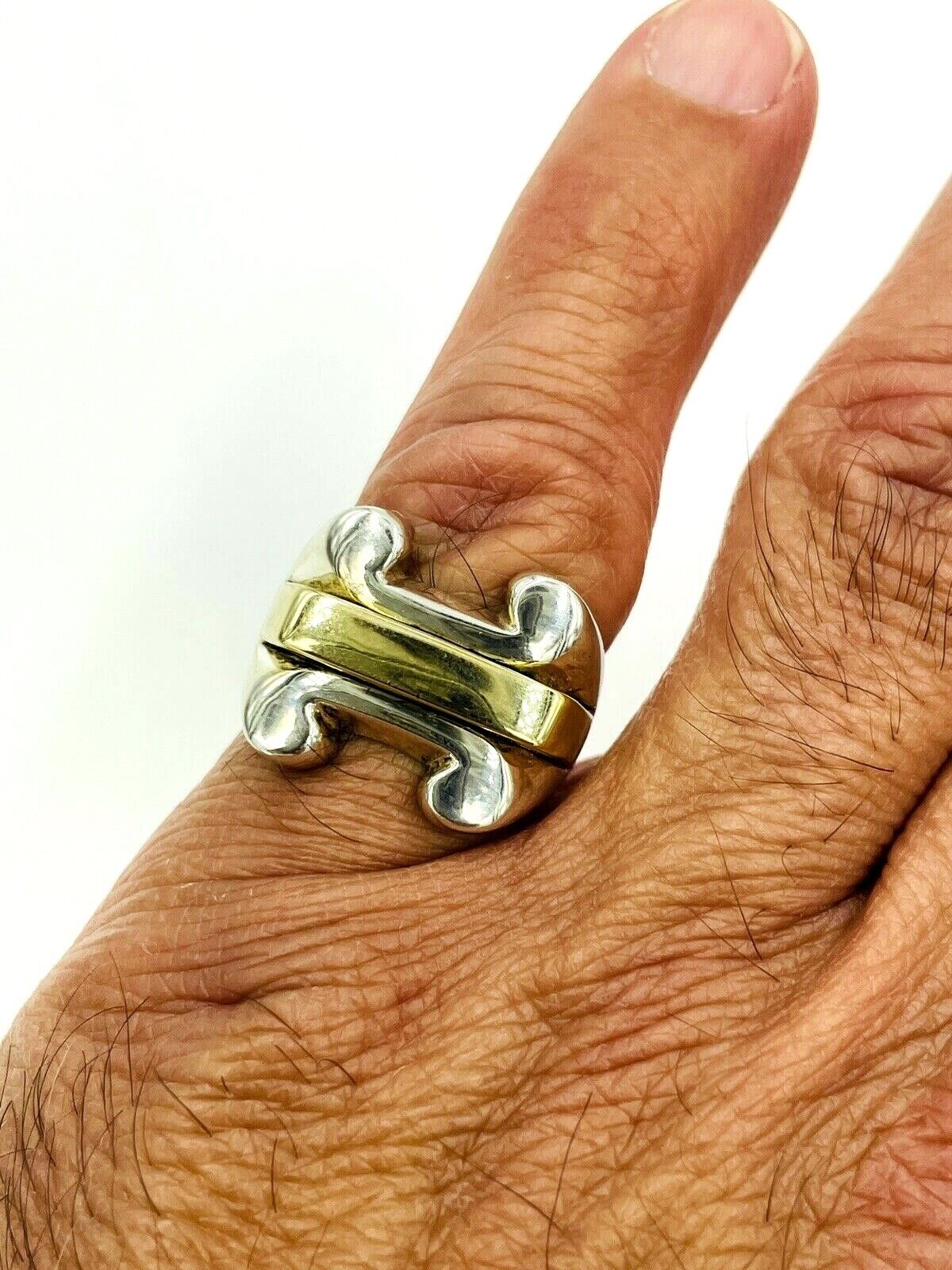 Designer Rigoberto 14k and Sterling Silver Modernist ring Men's