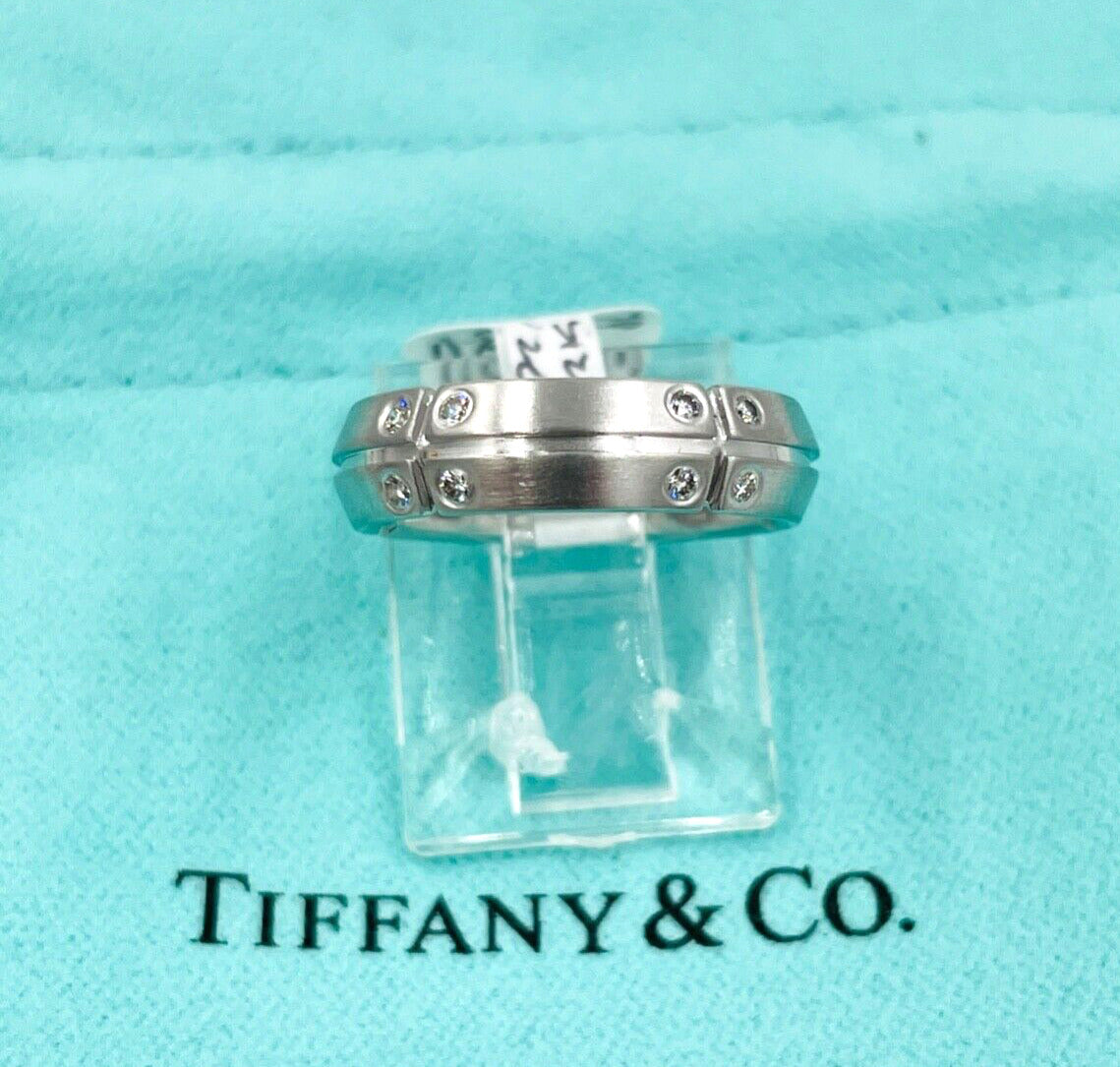 Tiffany & Co. Streamerica  Diamond Band Ring 18K White Gold SIze 5 .20CTTW