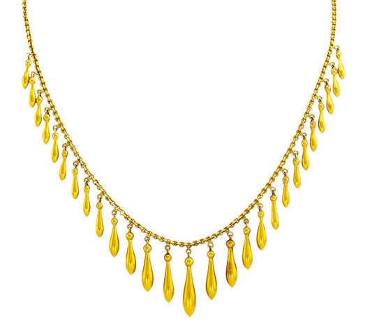 Antique 14k yellow Gold Fringe drop Necklace Victorian