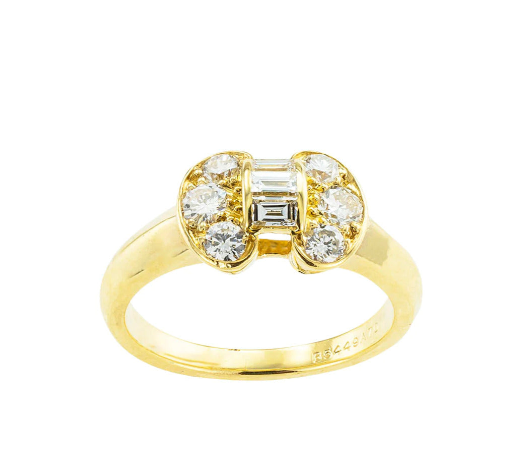 Van Cleef & Arpels Diamond Bow Gold Ring 18k