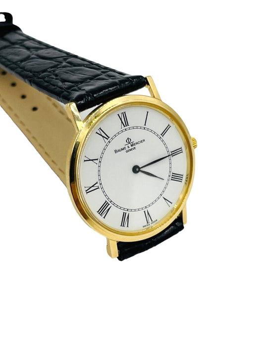 Vintage Baume Mercier Classima Ultra Thin Quartz Men's Watch 18K Yellow Gold