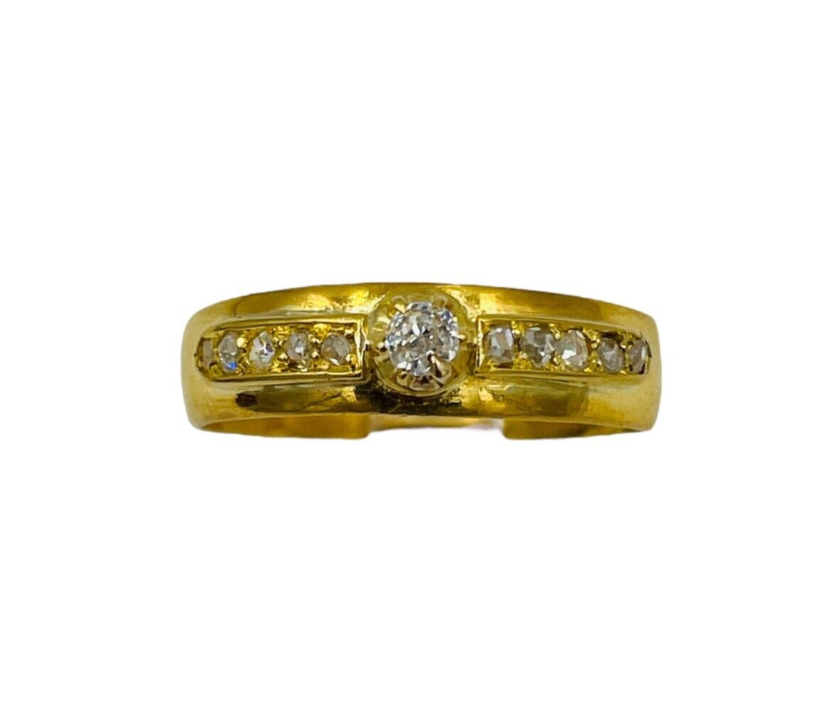Victorian 22K Gold Diamond Ring band Old Mine Rose cut circa 1884