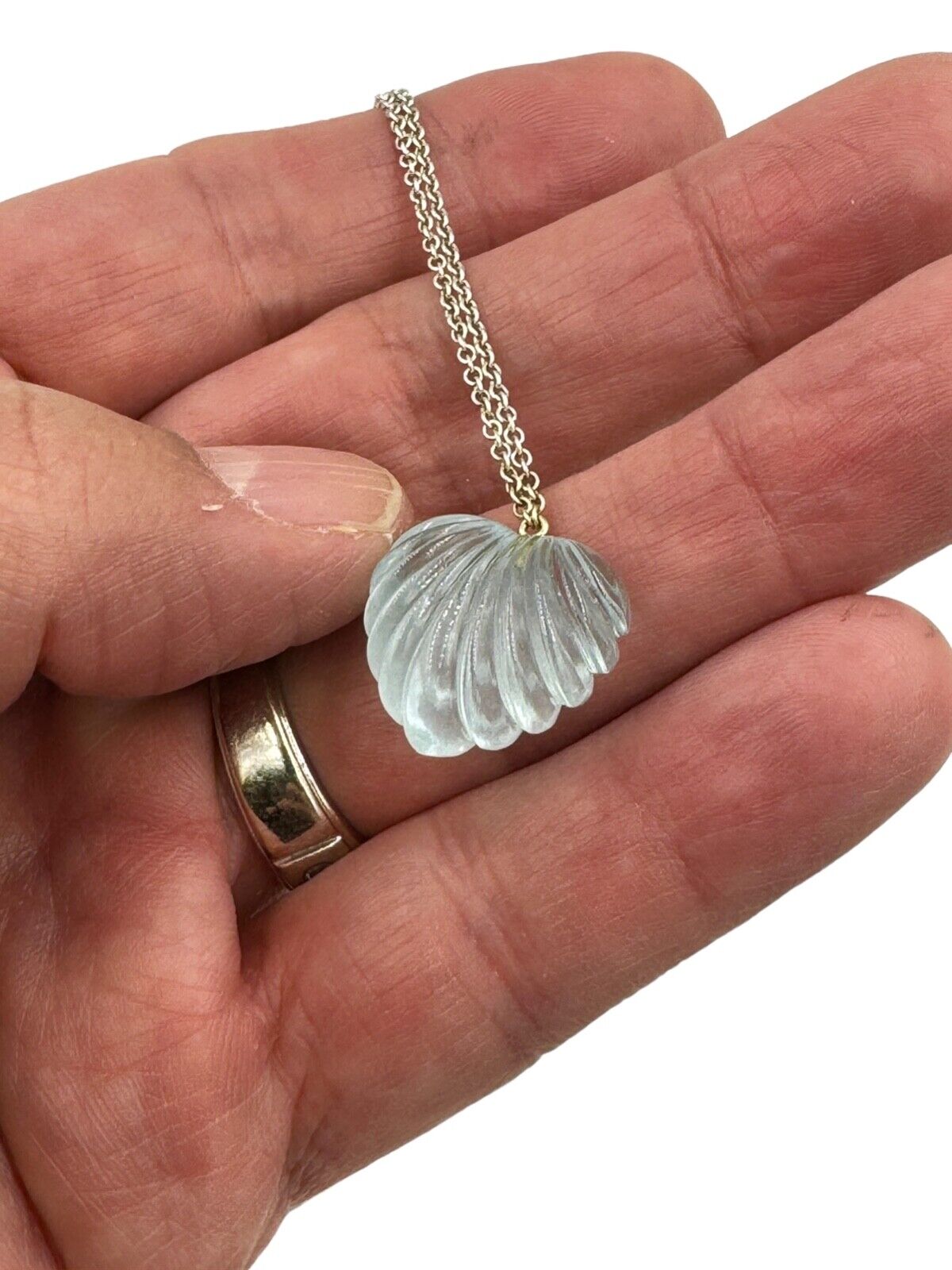 Estate Aquamarine Heart  Pendant with 14k white gold Necklace