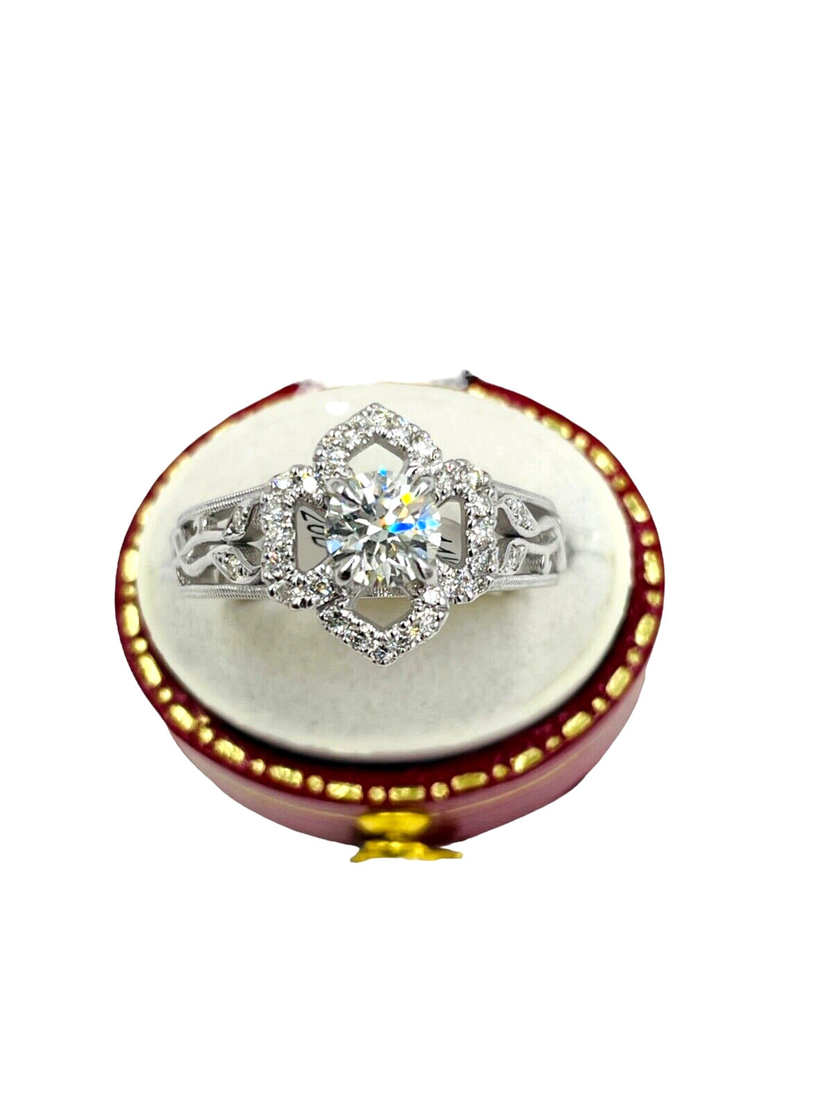 14kwg Diamond Halo Flower Ring EGL Certified