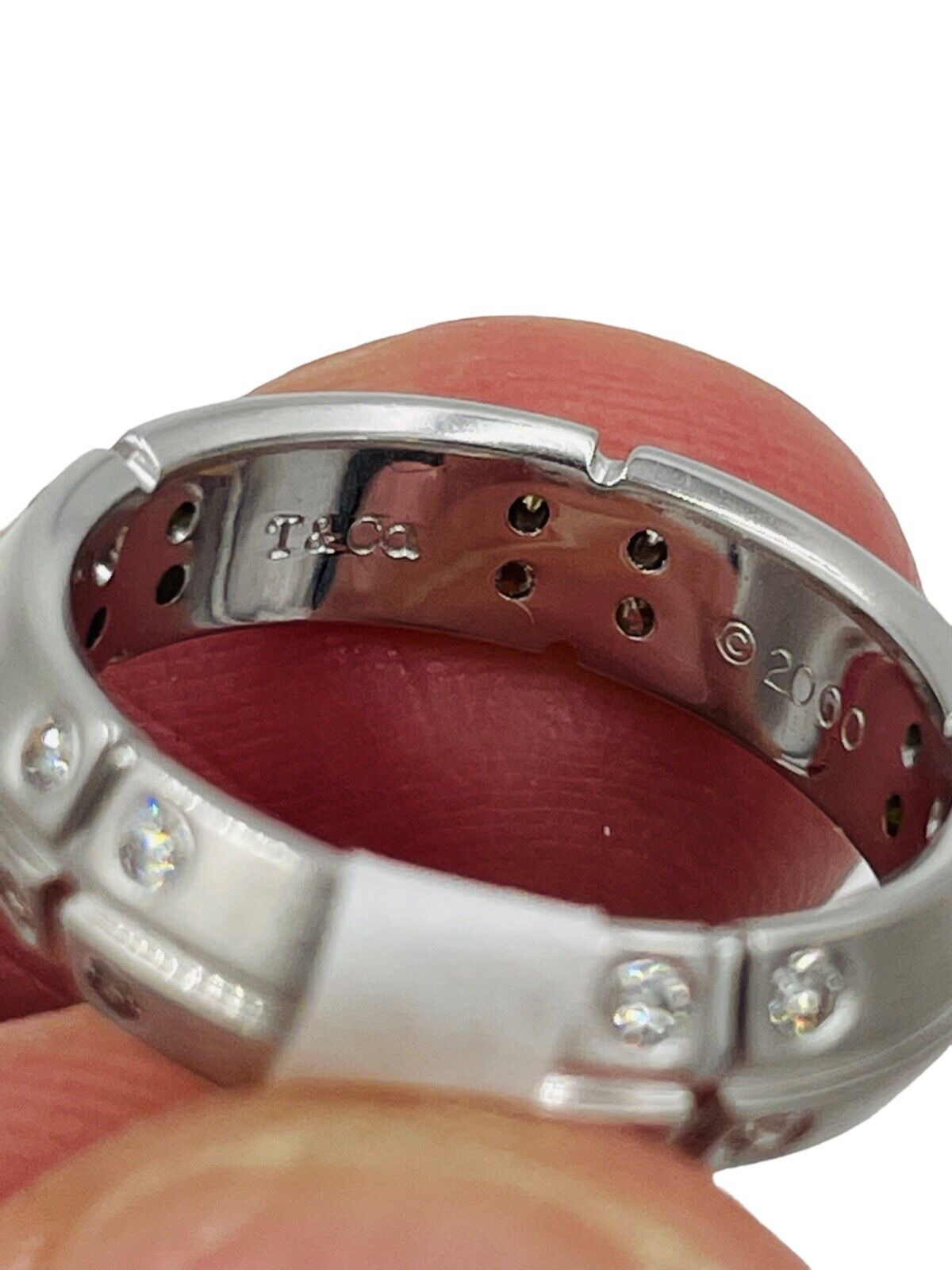 Tiffany & Co. Streamerica  Diamond Band Ring 18K White Gold SIze 5 .20CTTW