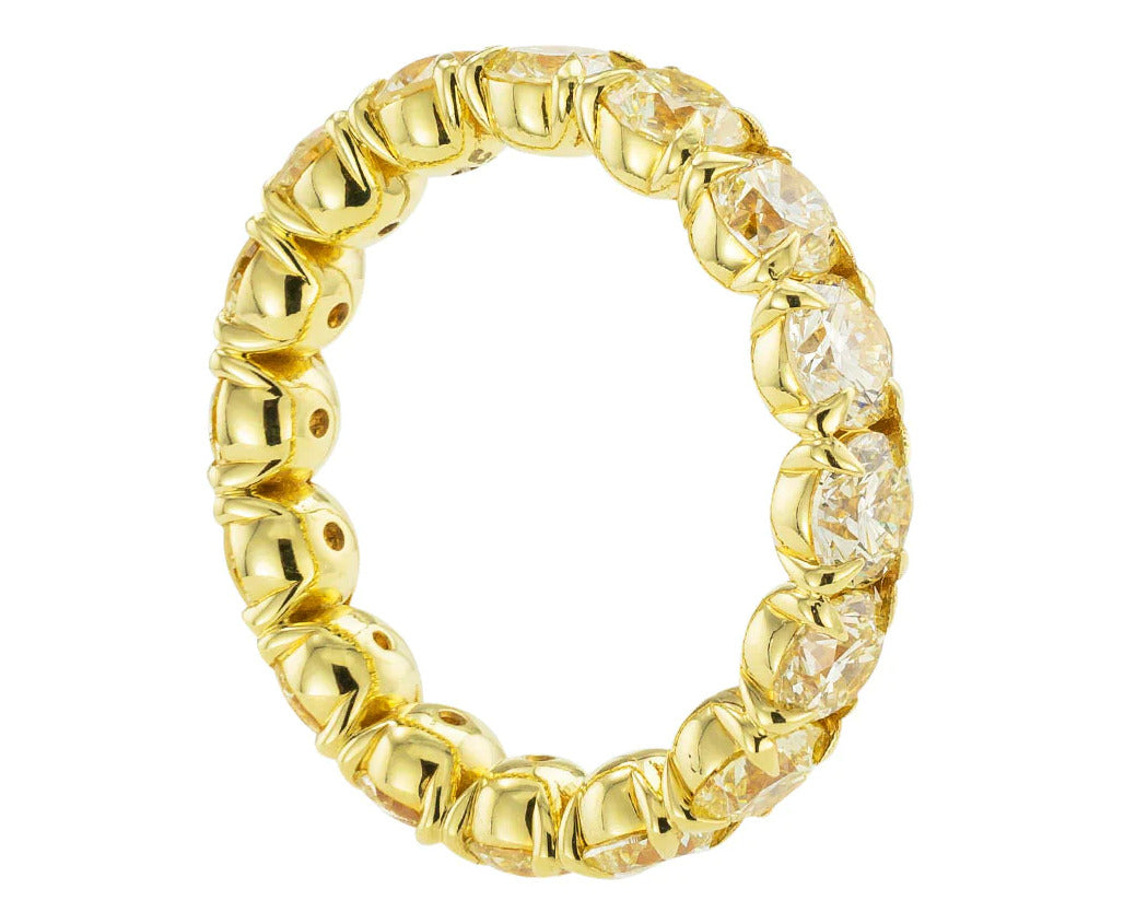 Men's Diamond 18k Yellow Gold Eternity Band Ring Size 9