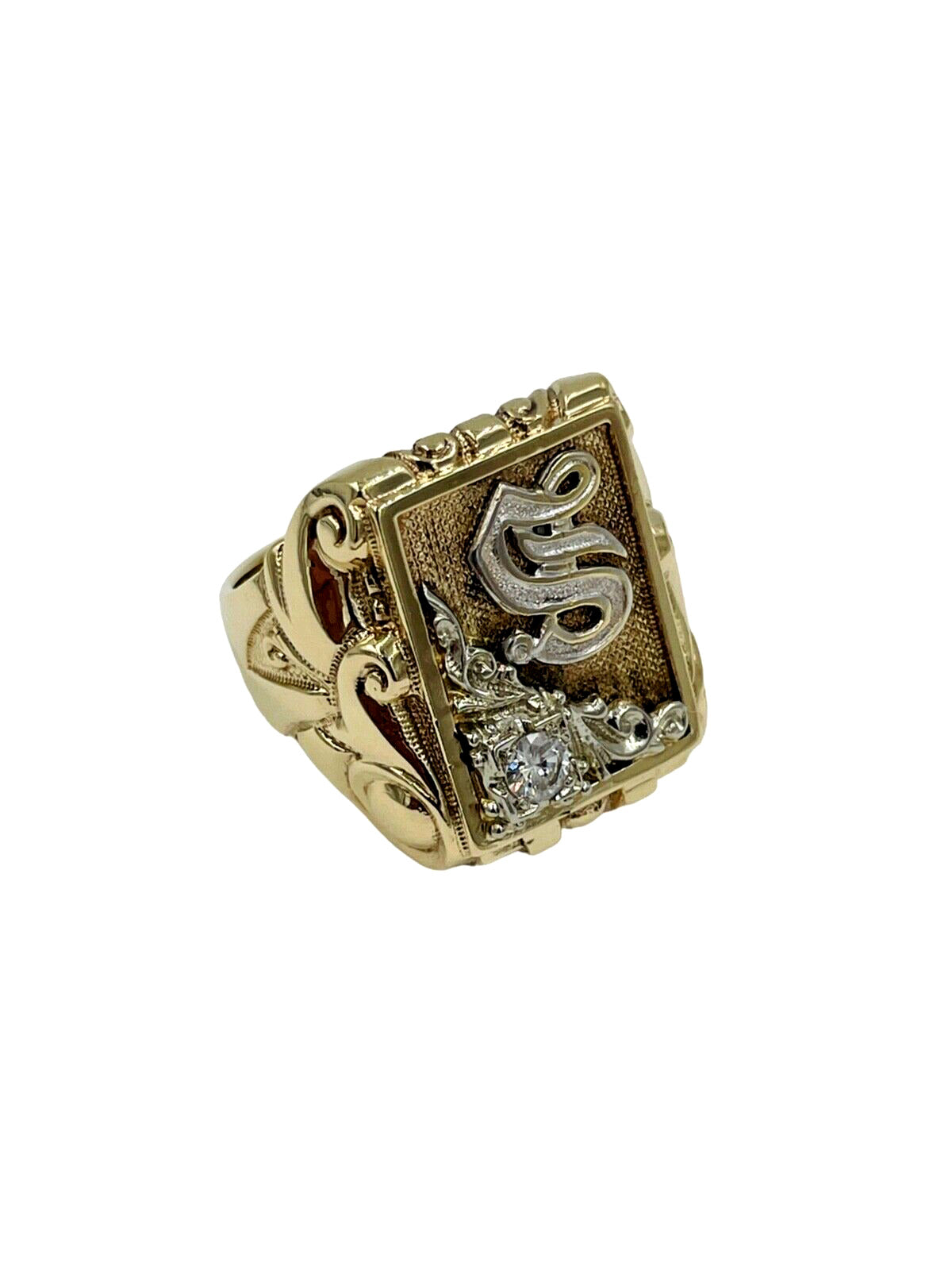 Men's 10K Yellow Gold Gothic Kinsley Sons Diamond Ring