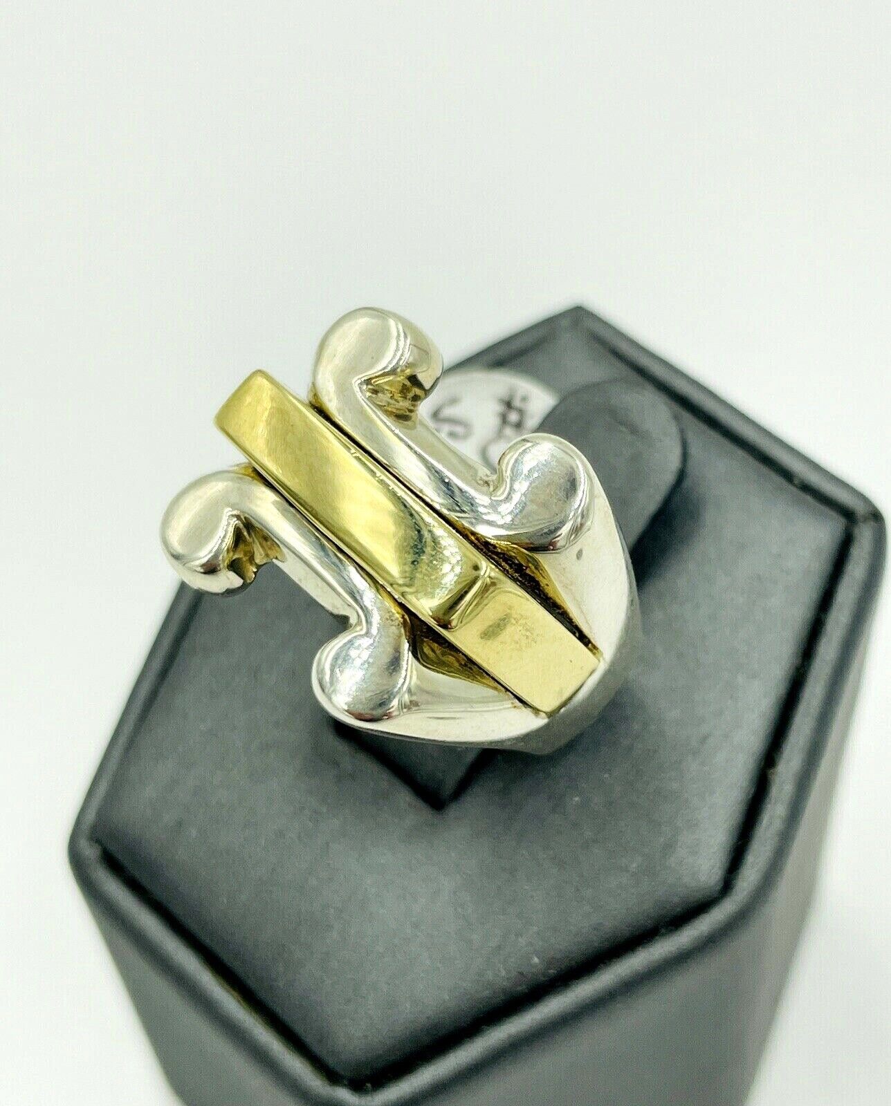 Designer Rigoberto 14k and Sterling Silver Modernist ring Men's
