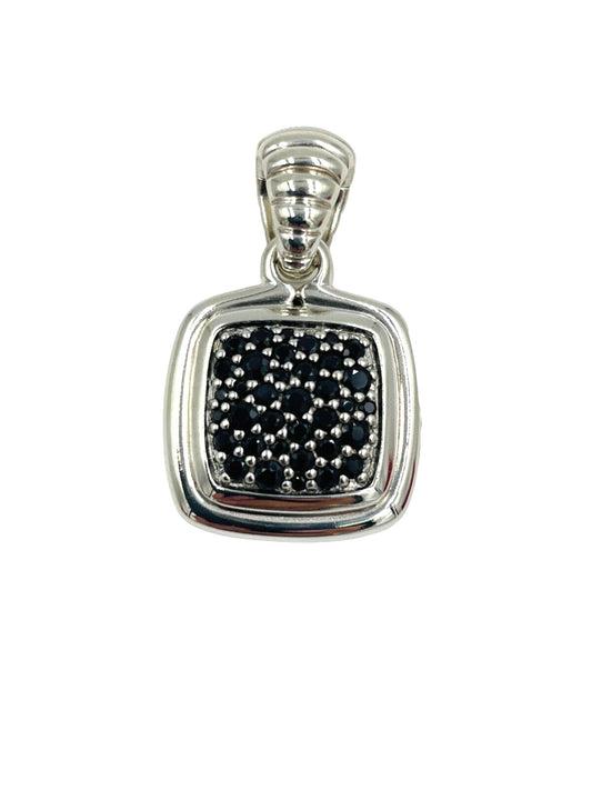 Estate John Hardy Sterling Silver Black Blue Sapphire Pendant Enhancer