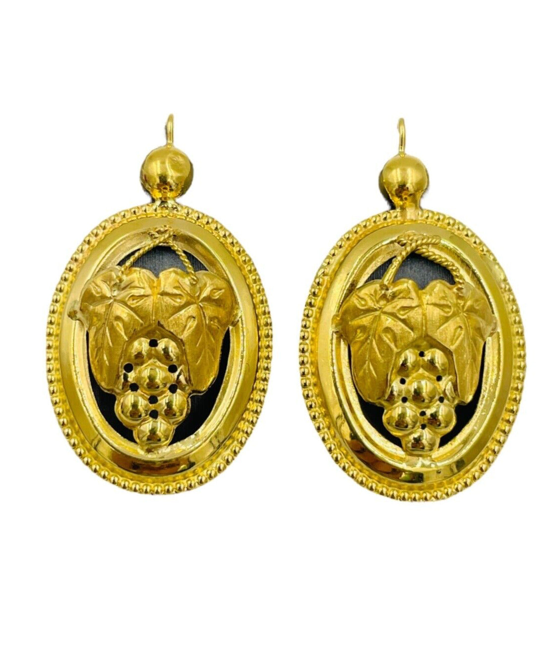 Victorian French 18k Hand Made Grape motif dangle Earrings