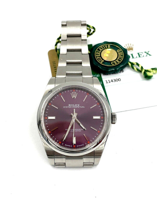 Rolex Oyster Perpetual 39mm Grape Dial Automatic Watch 114300 2020
