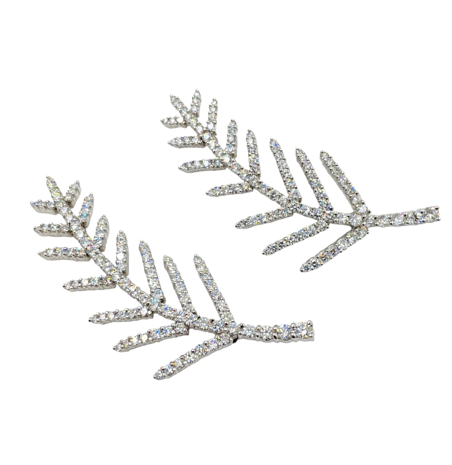 Set of 2 Vintage Tiffany & Co. Platinum Diamond Fern Pin Brooch Brooches