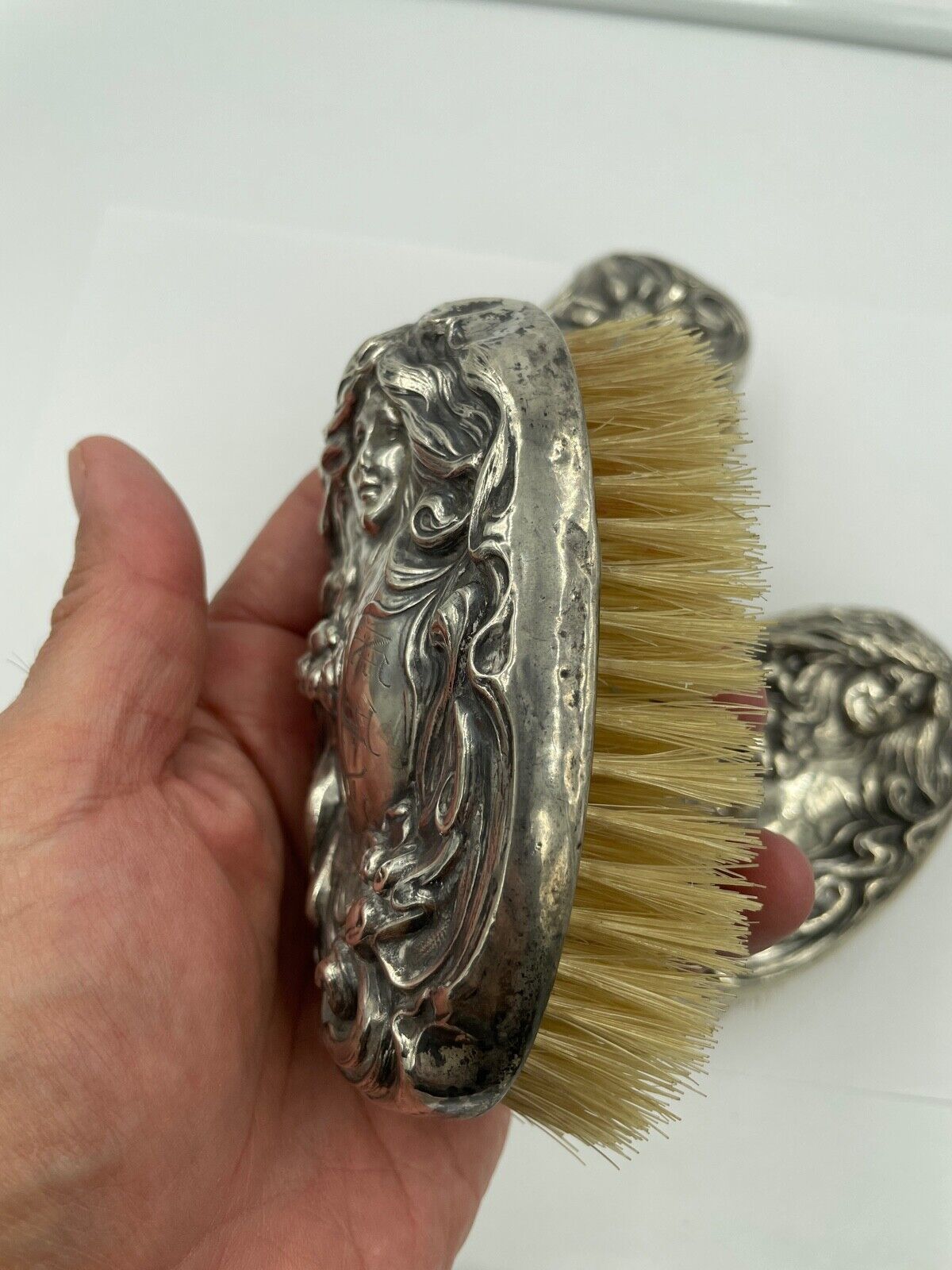 Art Nouveau Webster Sterling Silver Vanity Hair Brush set of 3 Antique