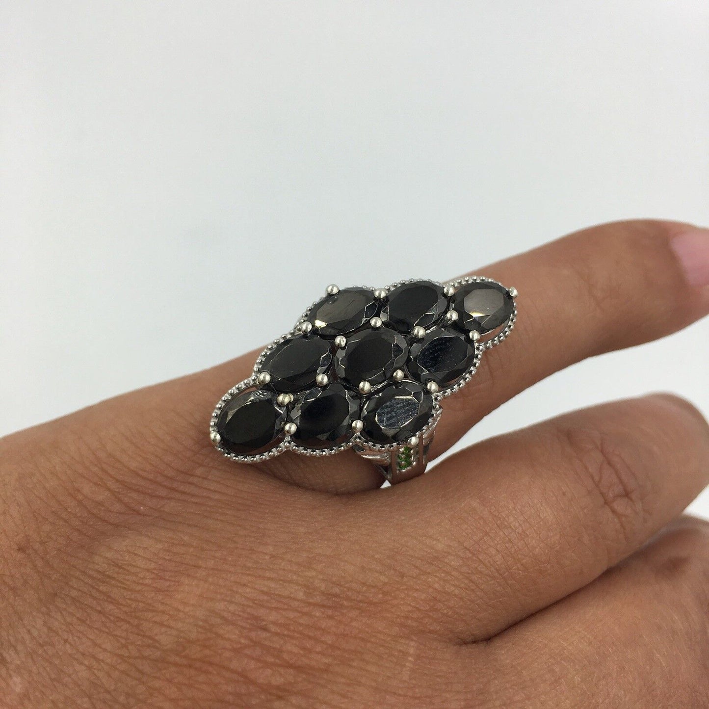 Sts Chuck Clemency Black Spinel Sterling Silver Ring Size 8