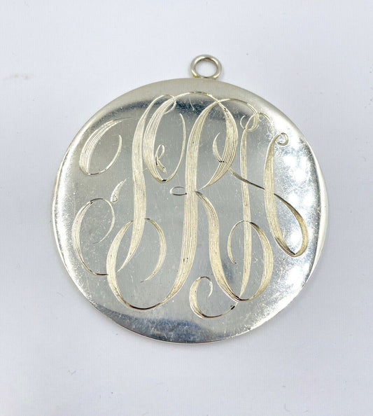 Rare Allen Adler Sterling Silver large Disc pendant Monogramed