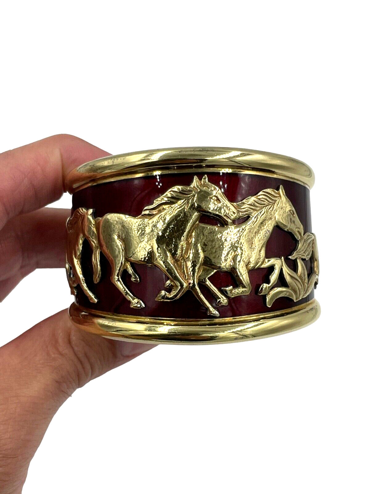 La Nouvelle Bague 18k Gold 925 Silver Horse Cuff Bracelet bangle wide