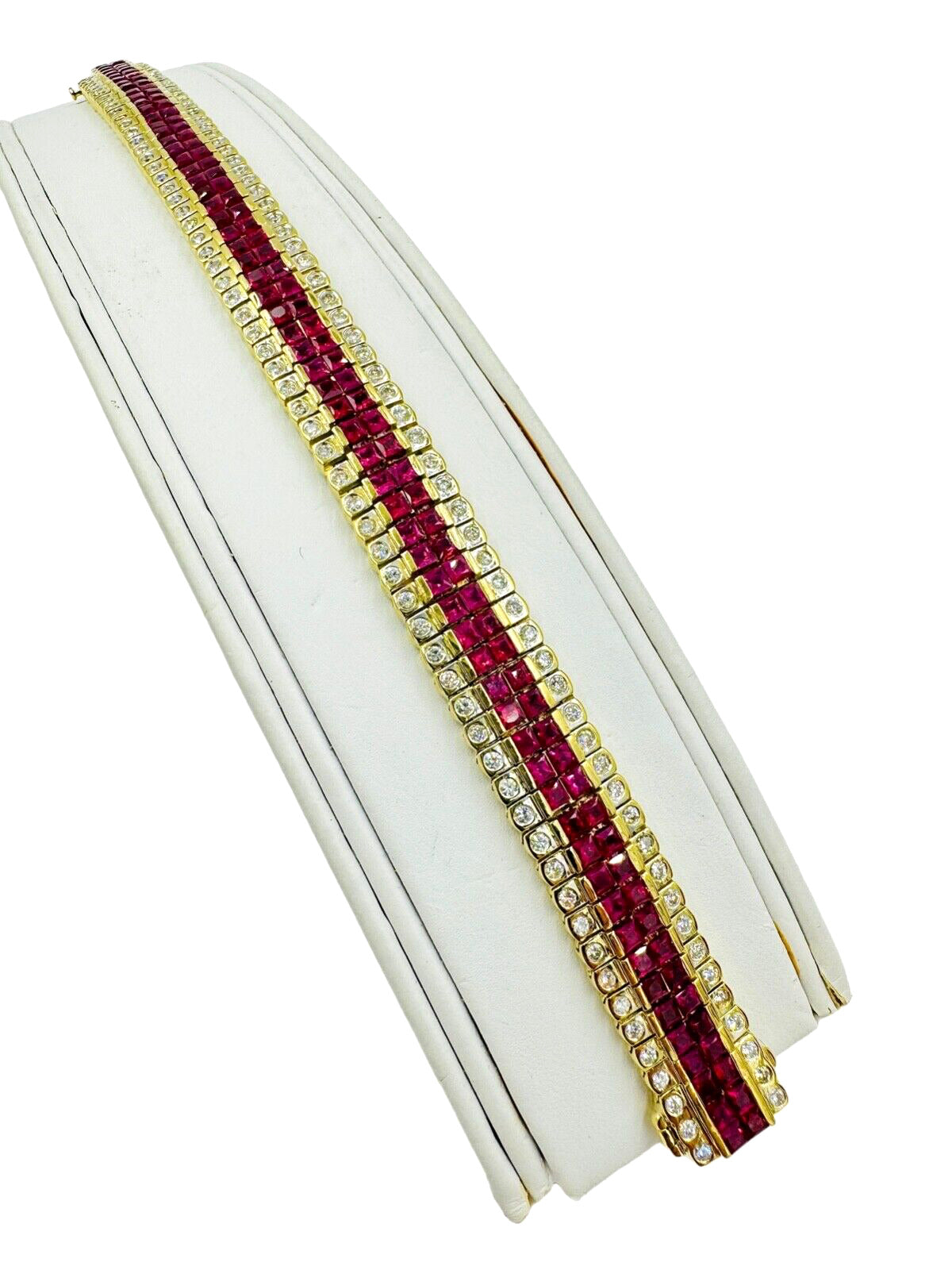 Estate 18k Gold Ruby and Diamond bracelet 7" long