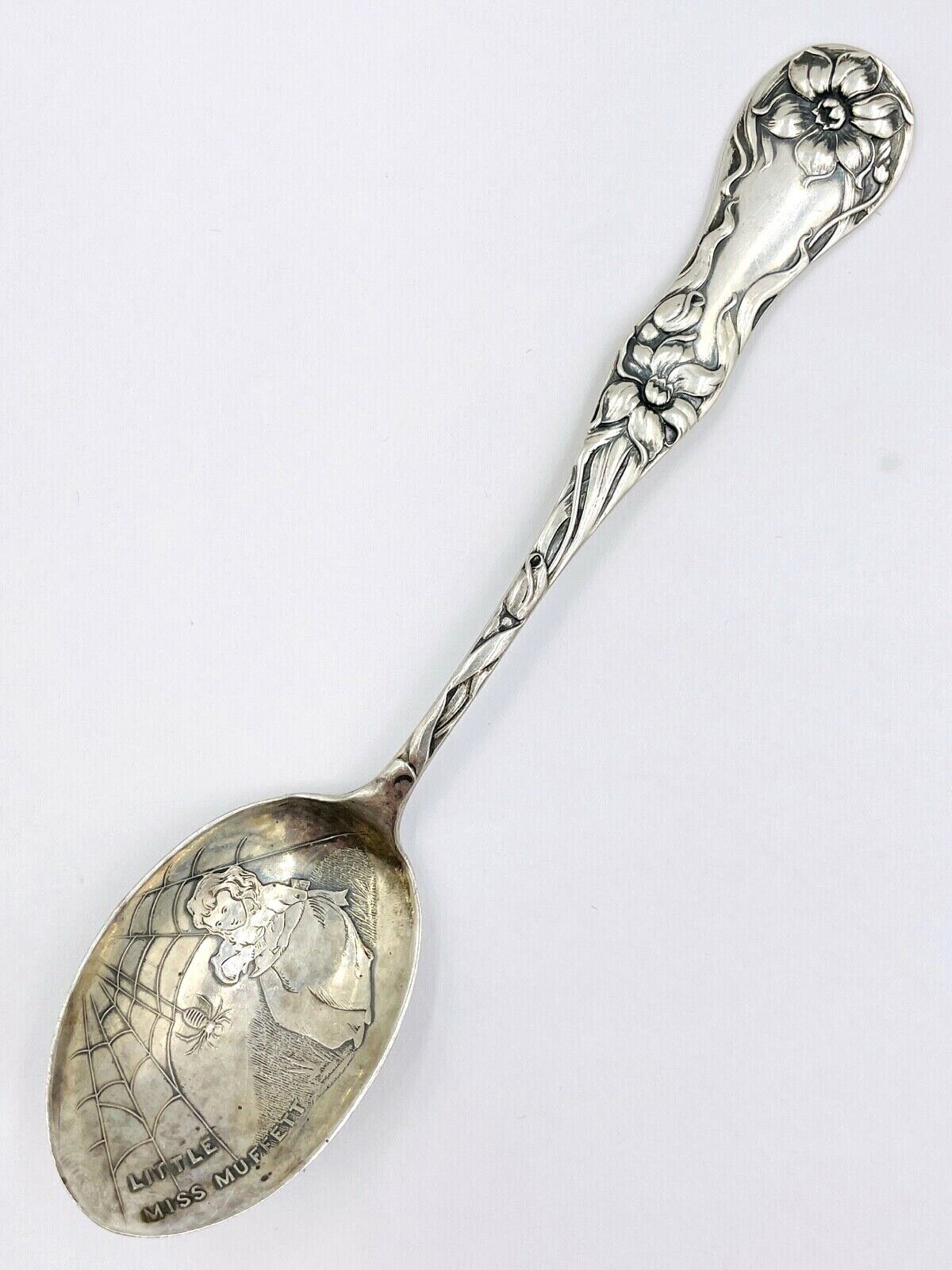 Antique Sterling Silver little miss muffett art nouveau Spoon