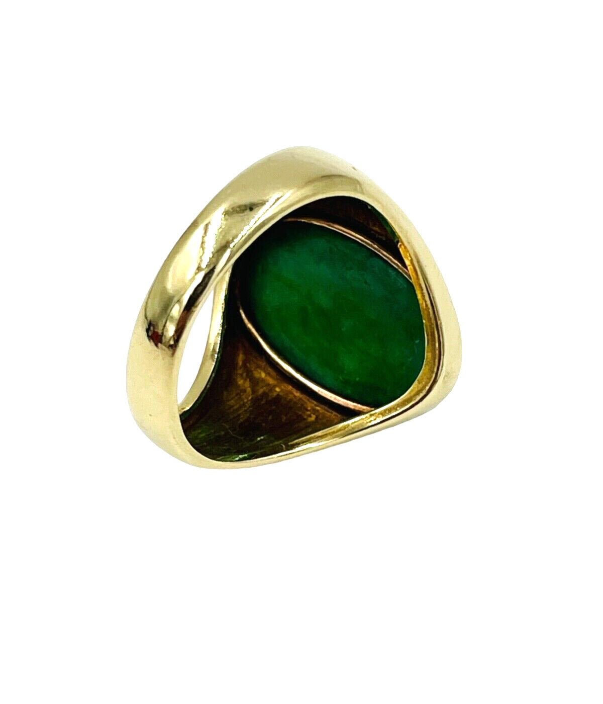 Vintage Yellow Gold Green Jade Solitaire Ring  14k Men's Size 9