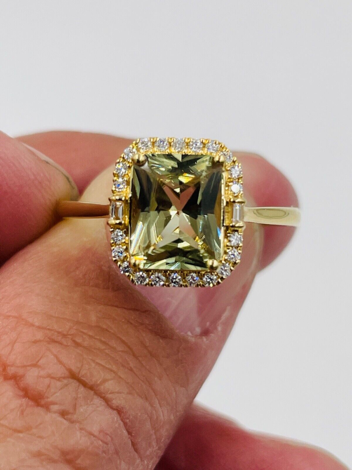 Iliana 18K Yellow Gold Diopside, Diamond Ring Size 9.5