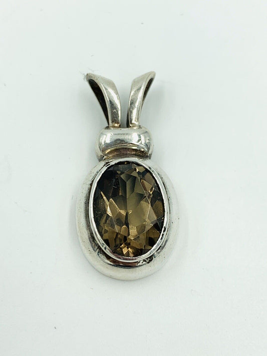 Vintage Boma Sterling Silver Smokey Topaz Gemstone Pendant