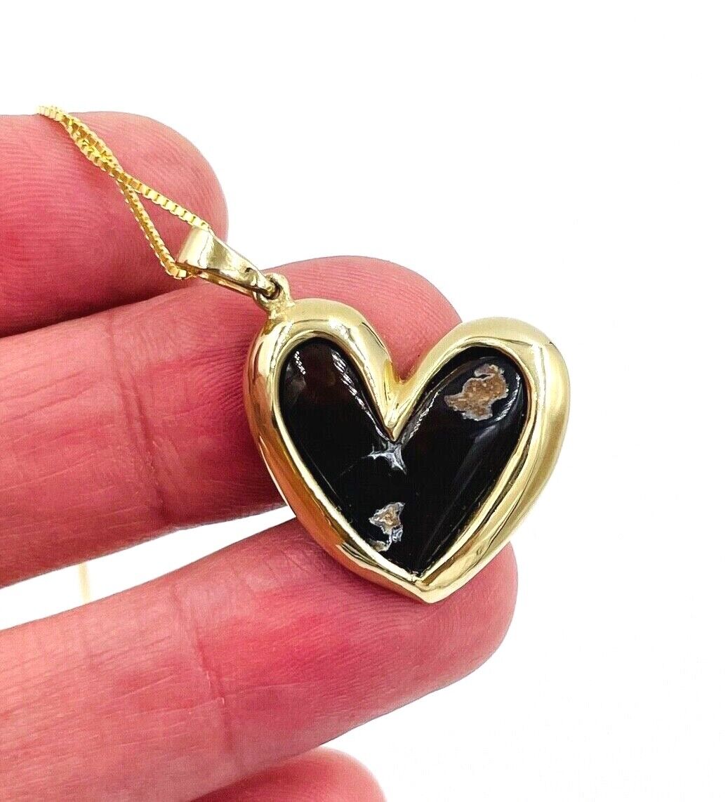 14k Pave Diamond Fire Agate Heart Pendant Necklace 18"
