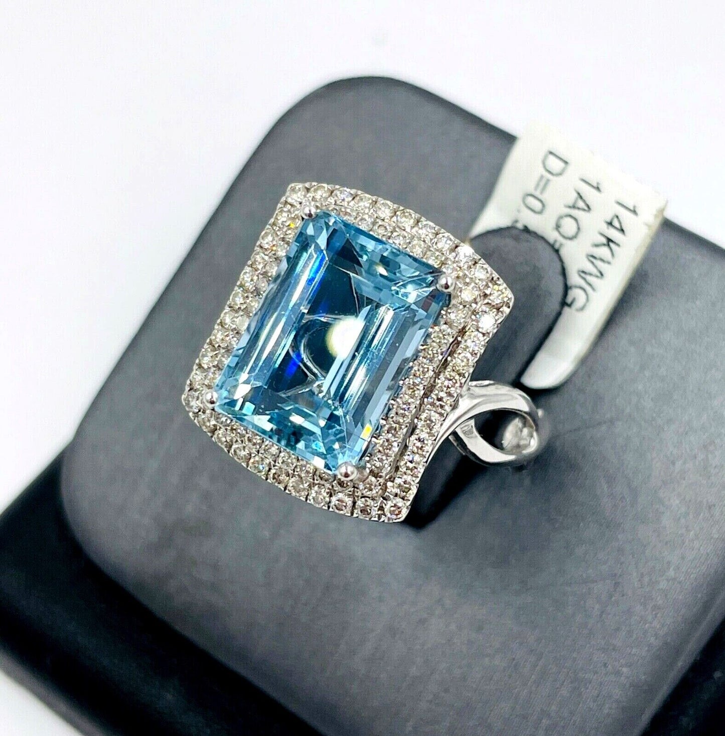 Stunning 5.94ct Aquamarine with diamond double halo Cocktail ring