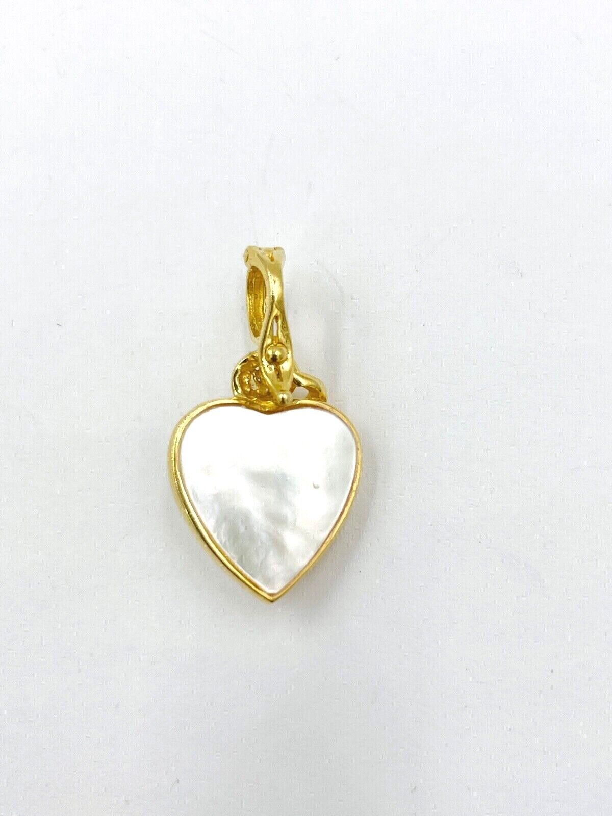 Vintage 14k gold Mother of Pearl Diamond Heart pendant Enhancer