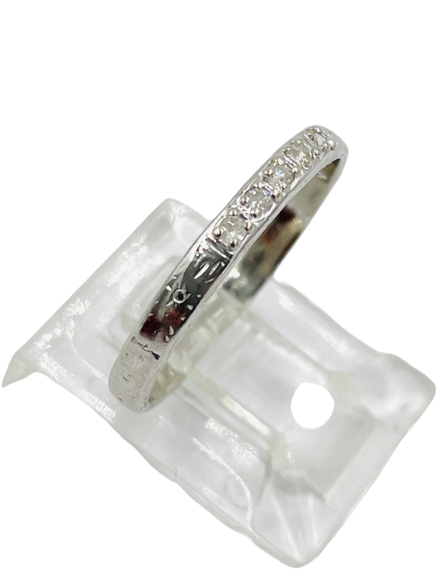 Art Nouveau 18K White Gold Diamond Band Ring 2.4mm
