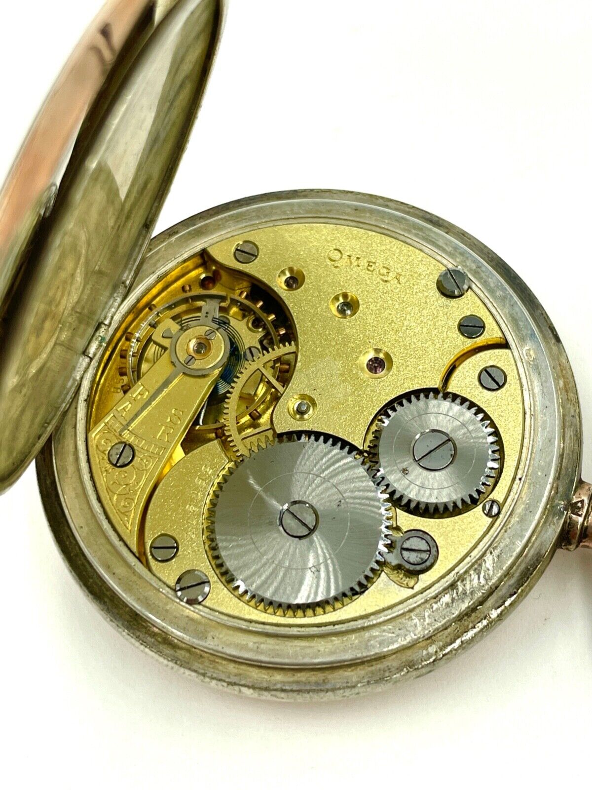 Antique Omega pocket watch Switzerland .800 Silver Full Hunter 52mm