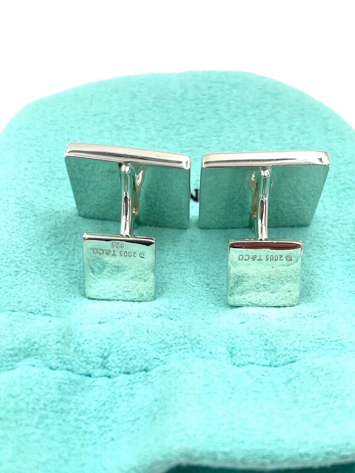 Tiffany & Co. Sterling Silver Square Mesh Cuff Links in Tiffany Pouch