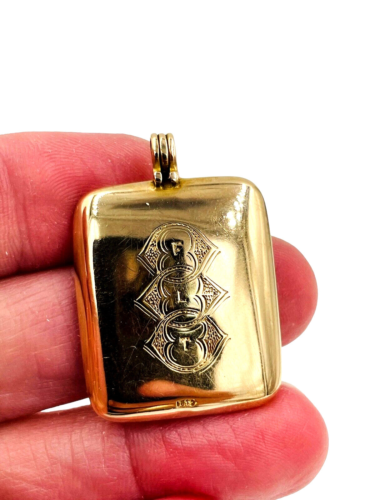 Art Deco 14K Gold Locket with British flag and Picture Fob