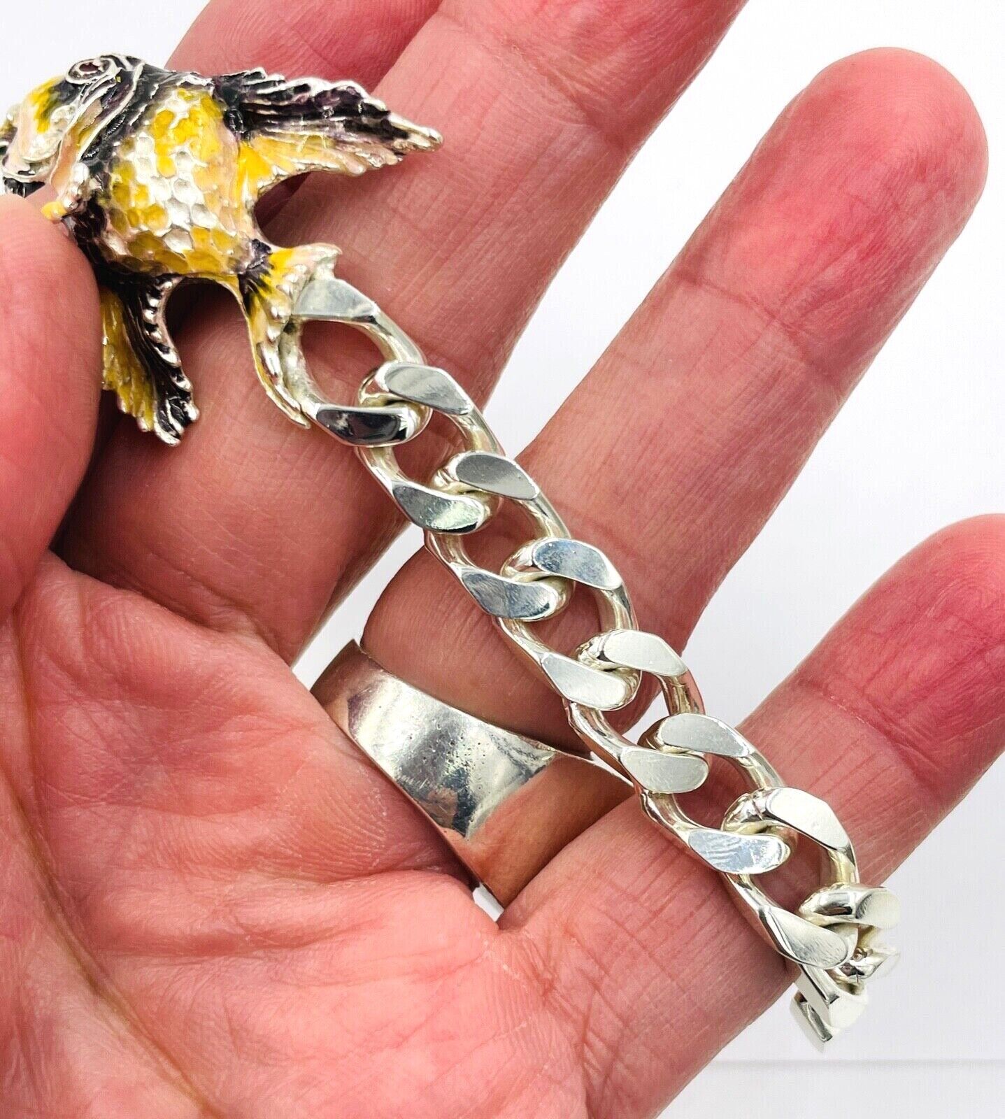 Vintage Sterling Silver Enamel Angel Fish bracelet from Argentina