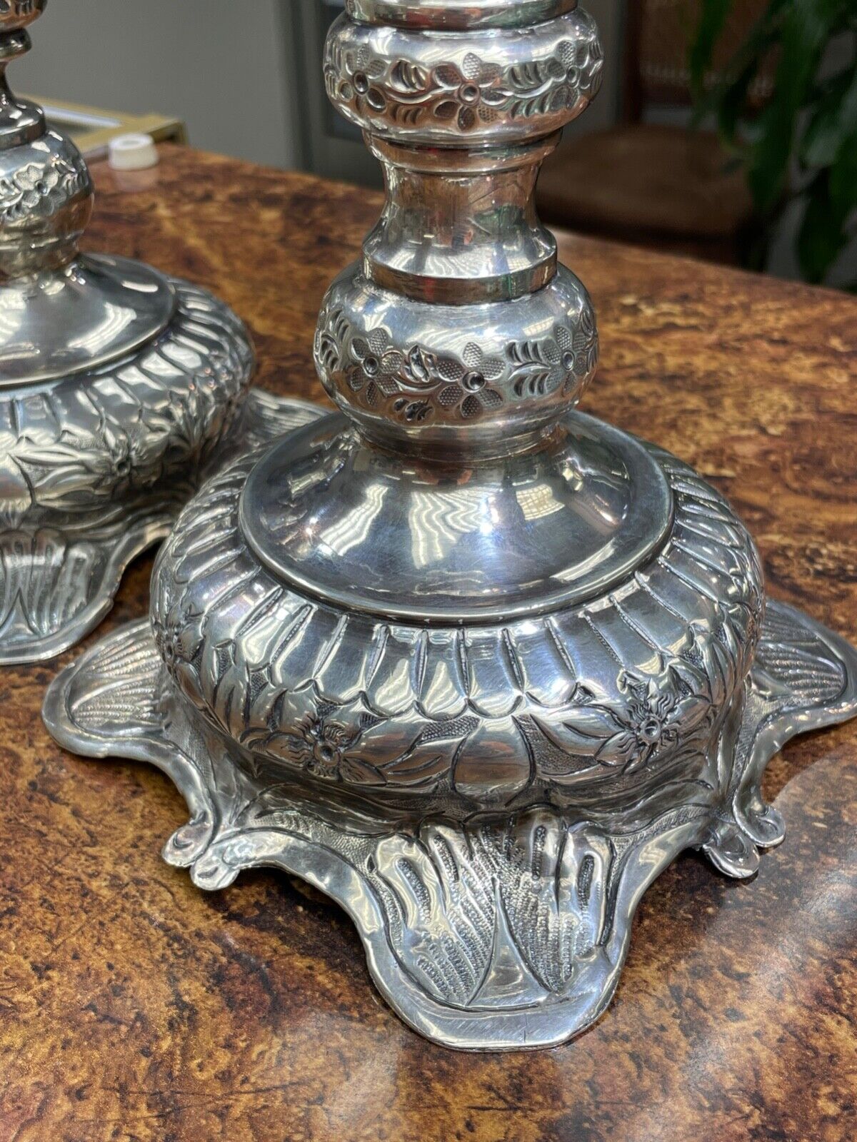 Antique Russian 84 Silver Sabbath Candlesticks