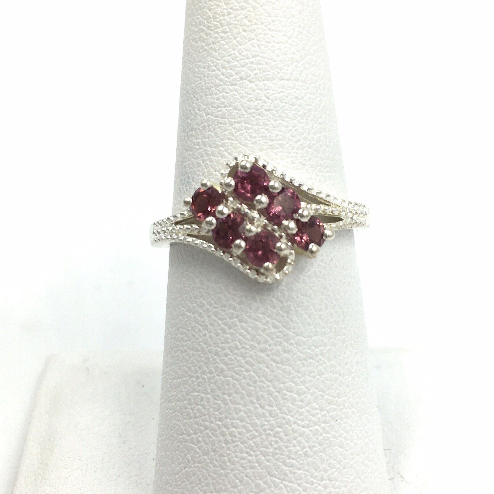 Beautiful Chuck Clemency Sterling outlet 925 STS Red & Clear Gemstone Ring Size 9