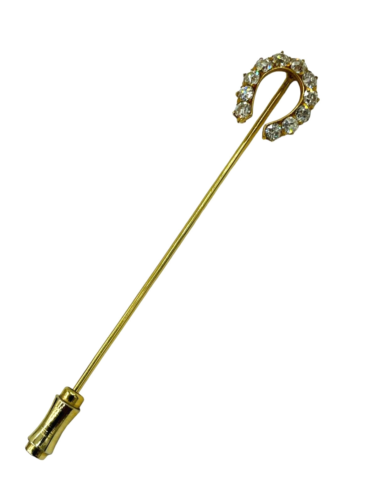 Antique 18k Old European Diamond Stick Pin Horseshoe