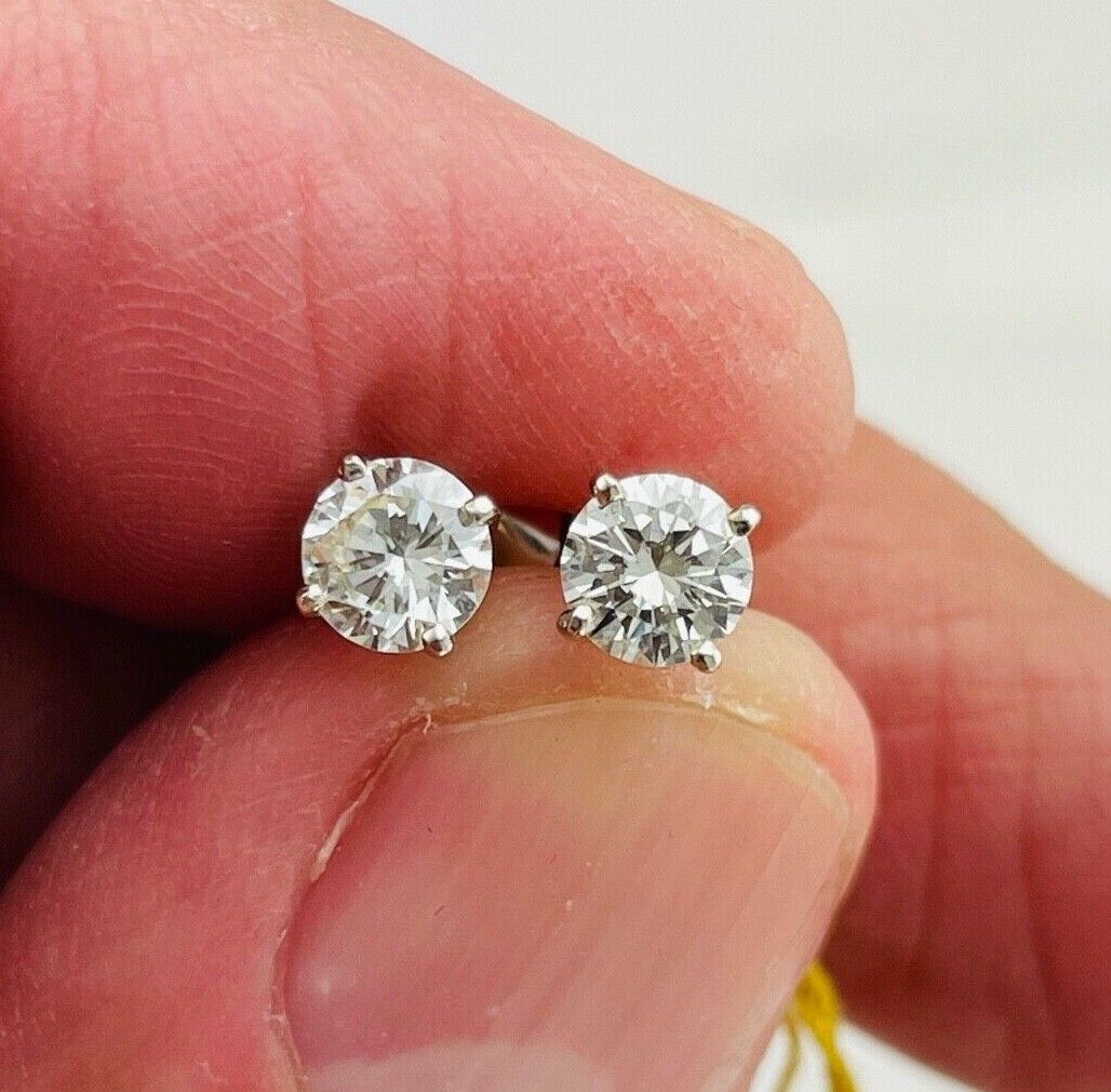 Diamond stud Earrings VVS K .66ct 14k white gold