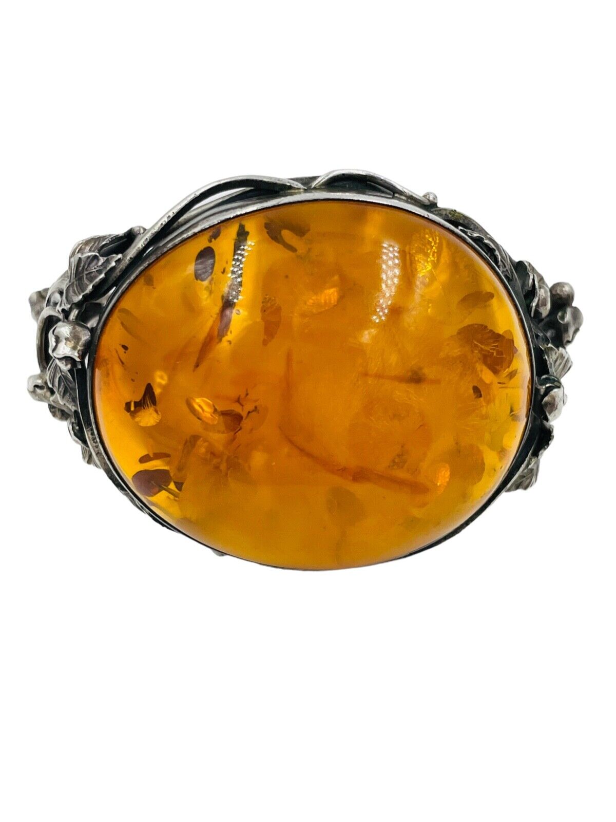Vintage Sterling Silver Cognac Amber bracelet from Poland Huge