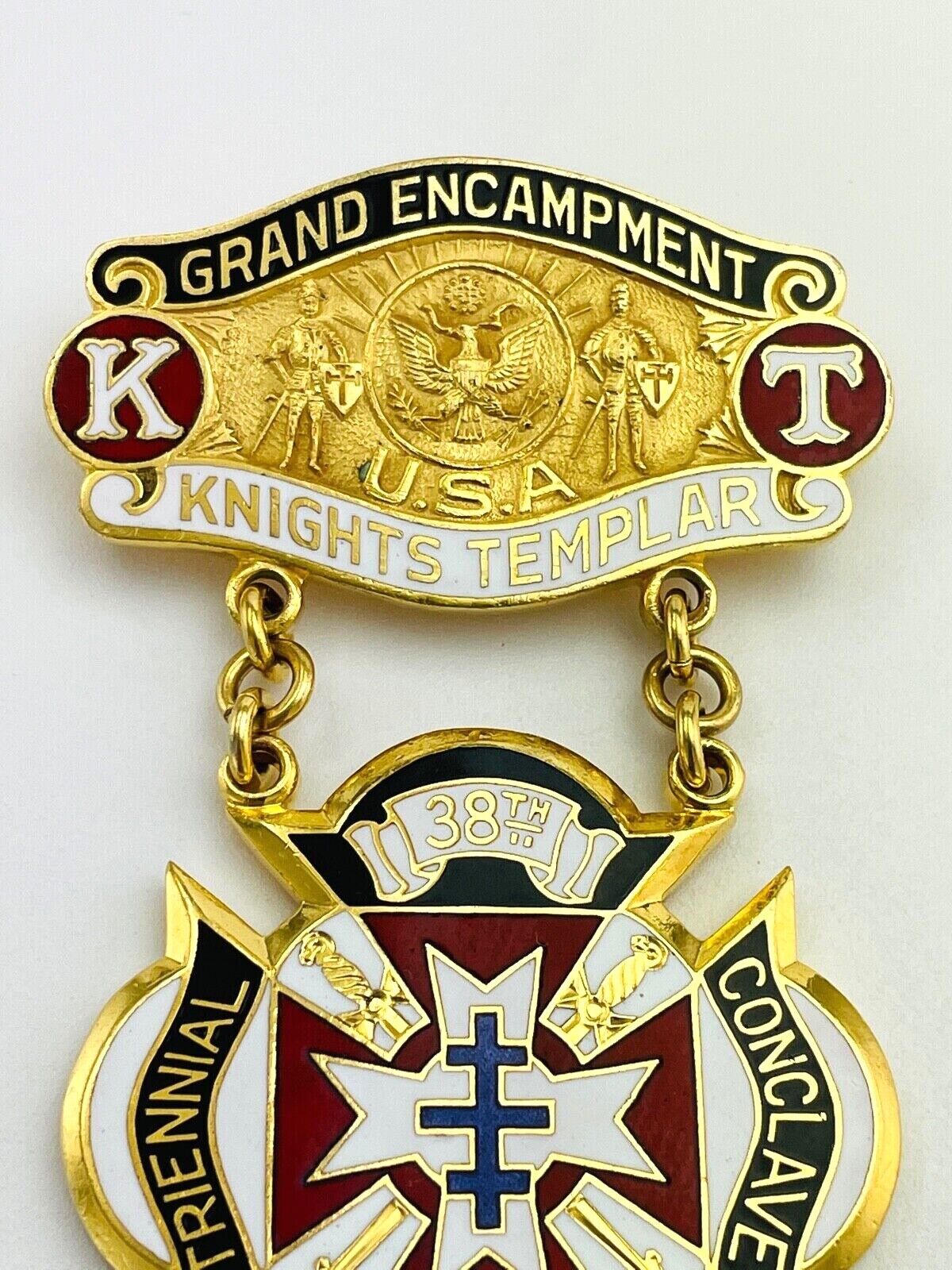 Antique Knights Templar Grand Encampment Triennial Conclave Pin Medal Badge 1931