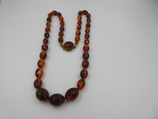 Vintage Dalsheim Faceted Faux Amber Bead Necklace