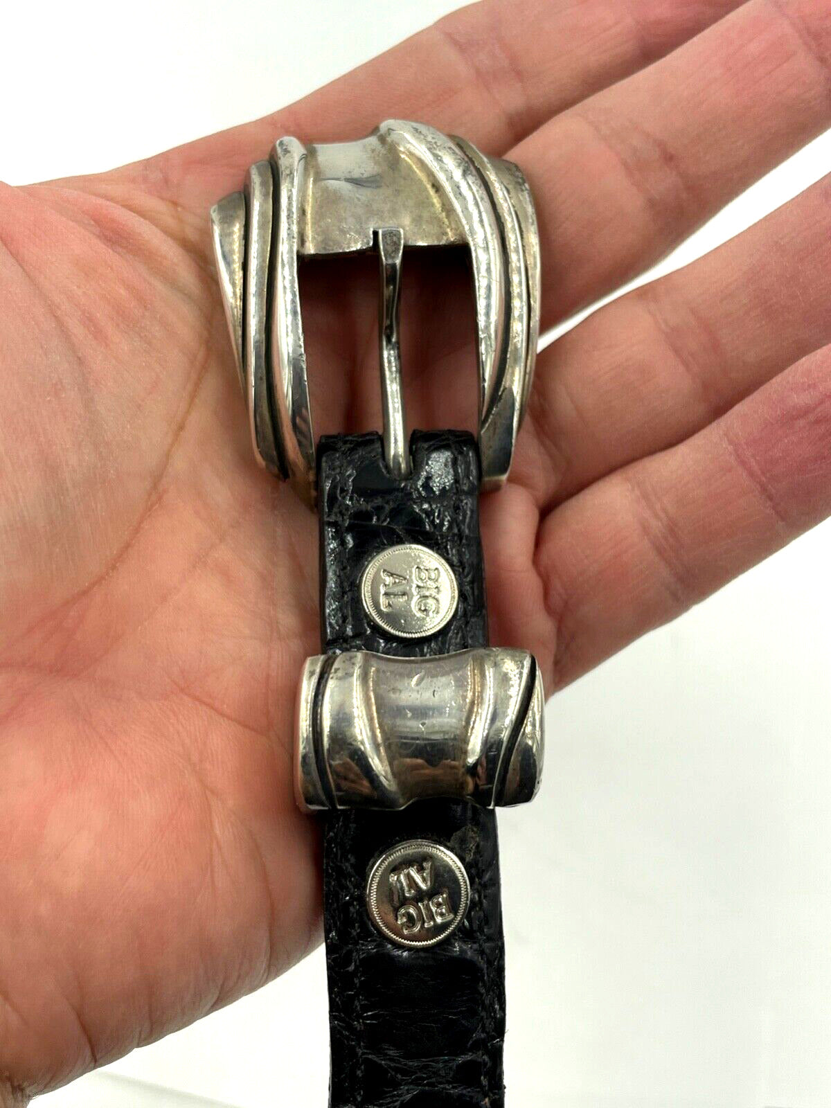 Big Al Limited Edition sterling Silver 925 Leather belt Buckle size 34