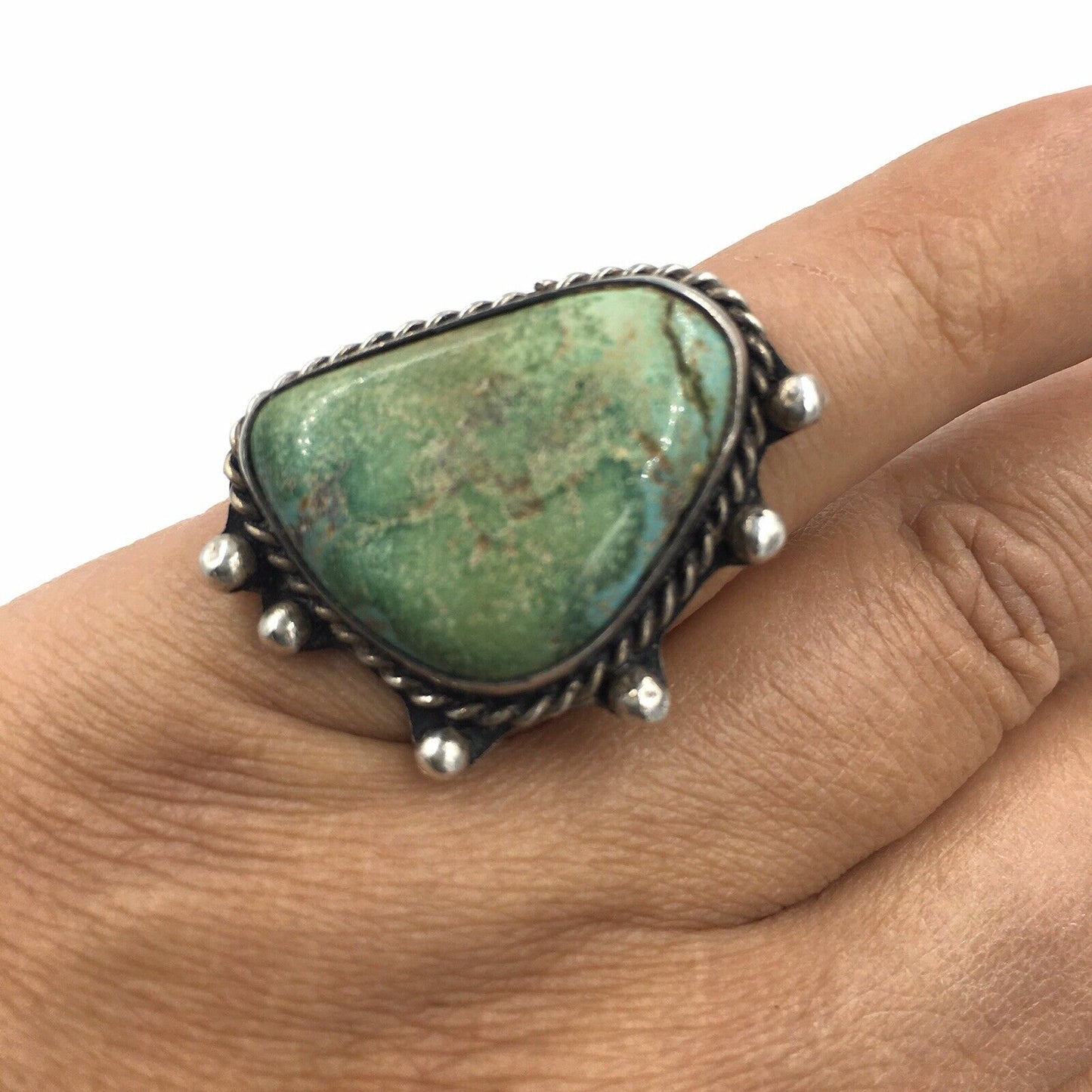 Old Pawn Sterling Silver Native American Turquoise Ring
