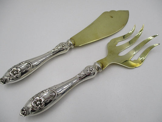 Art Nouveau 833 Silver Serving Set Knife and Fork Sweden Swedish