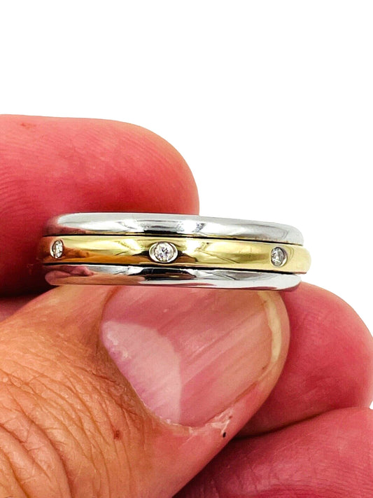 Designer Simon B 14k two tone gold Diamond Spinner band Men's ring