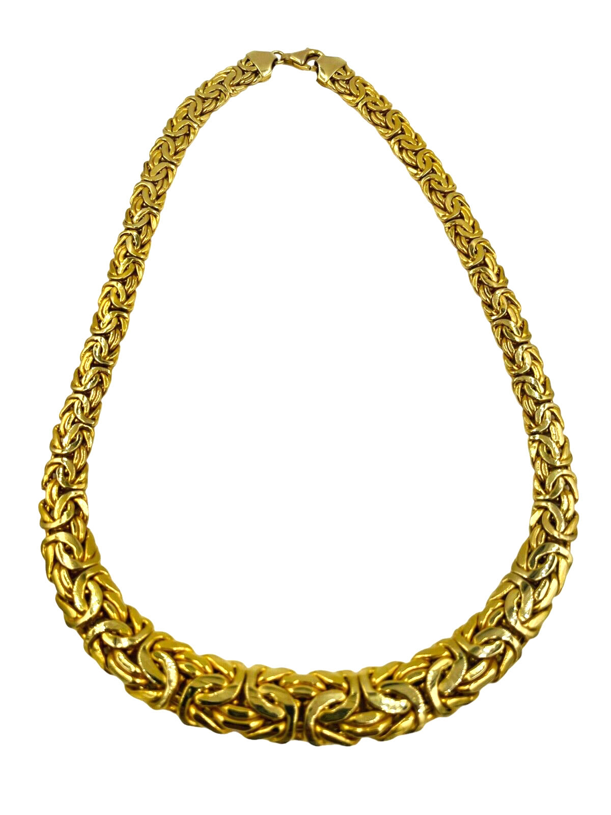 Estate 14k yellow Gold Byzantine Graduated Wide Necklace 17 1/4"