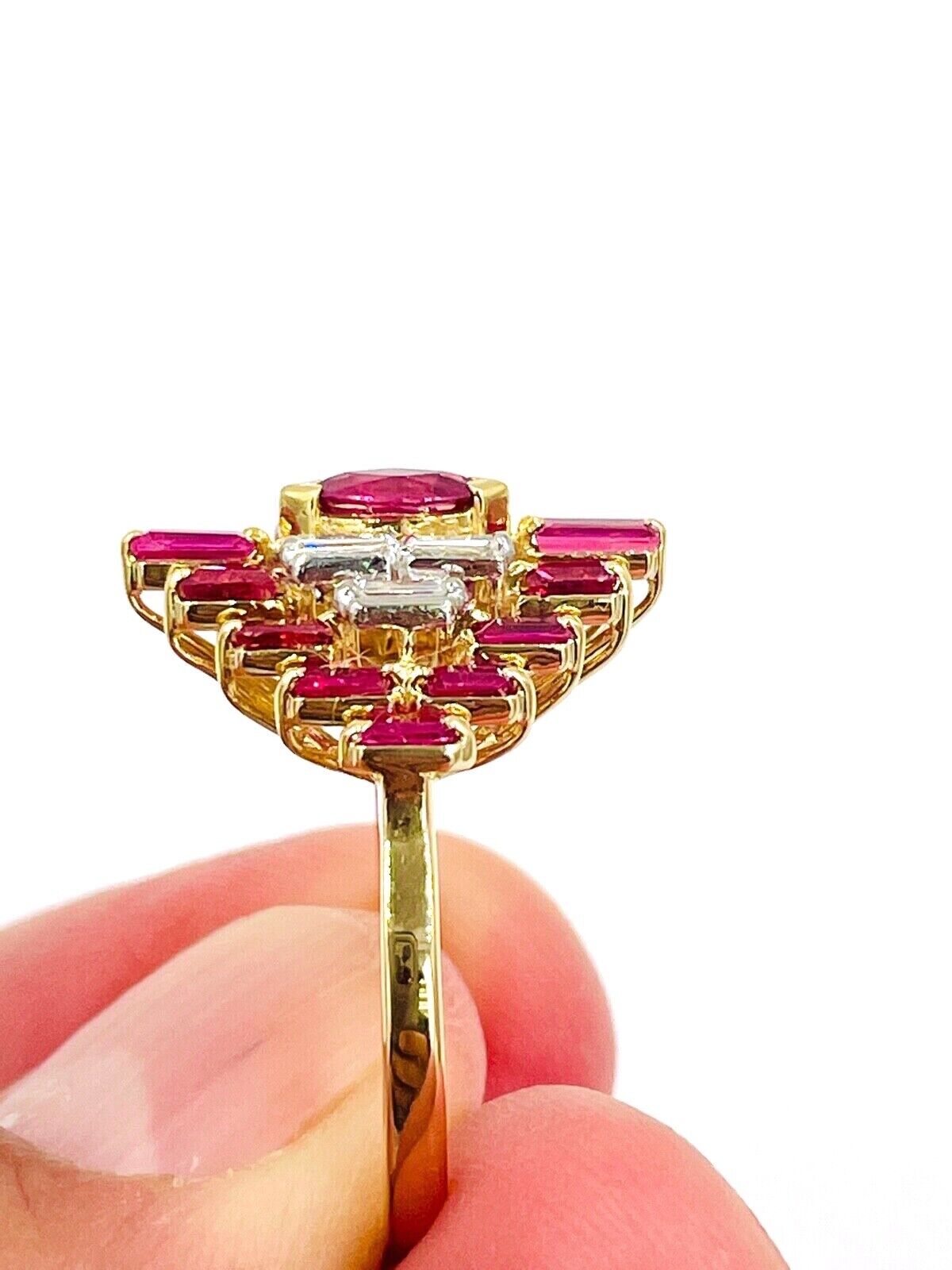 Estate 14k gold Ruby Diamond Cocktail Ring