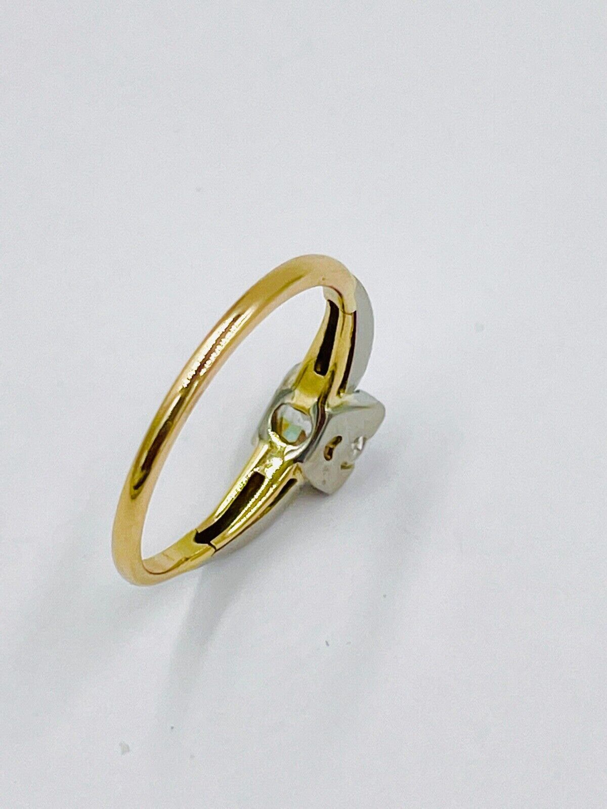 Art Deco 14K White Gold .50ct Old Euro Diamond Ring SI