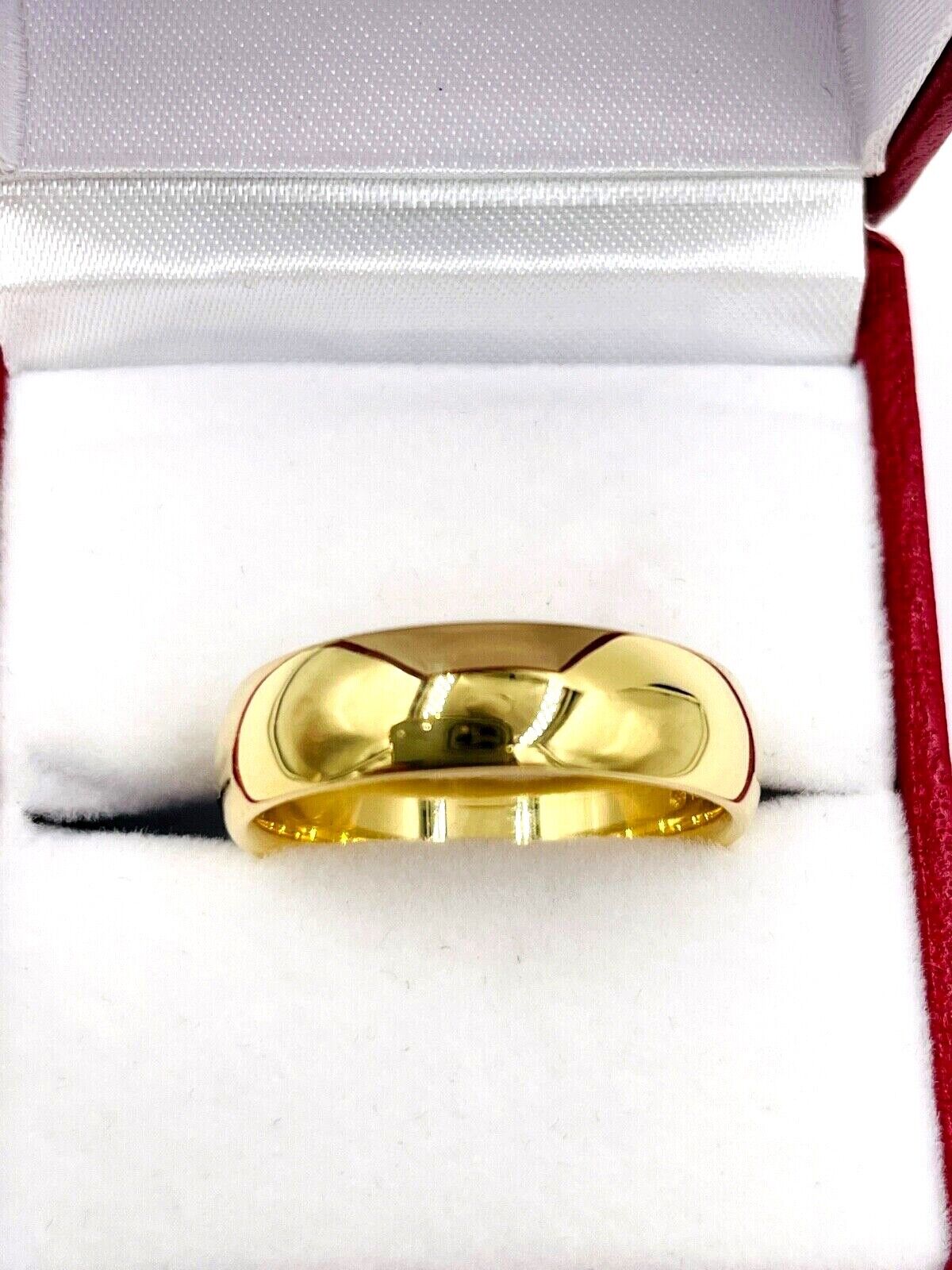 18K Yellow Gold Solid Wedding Band size 9.5 6mm wide