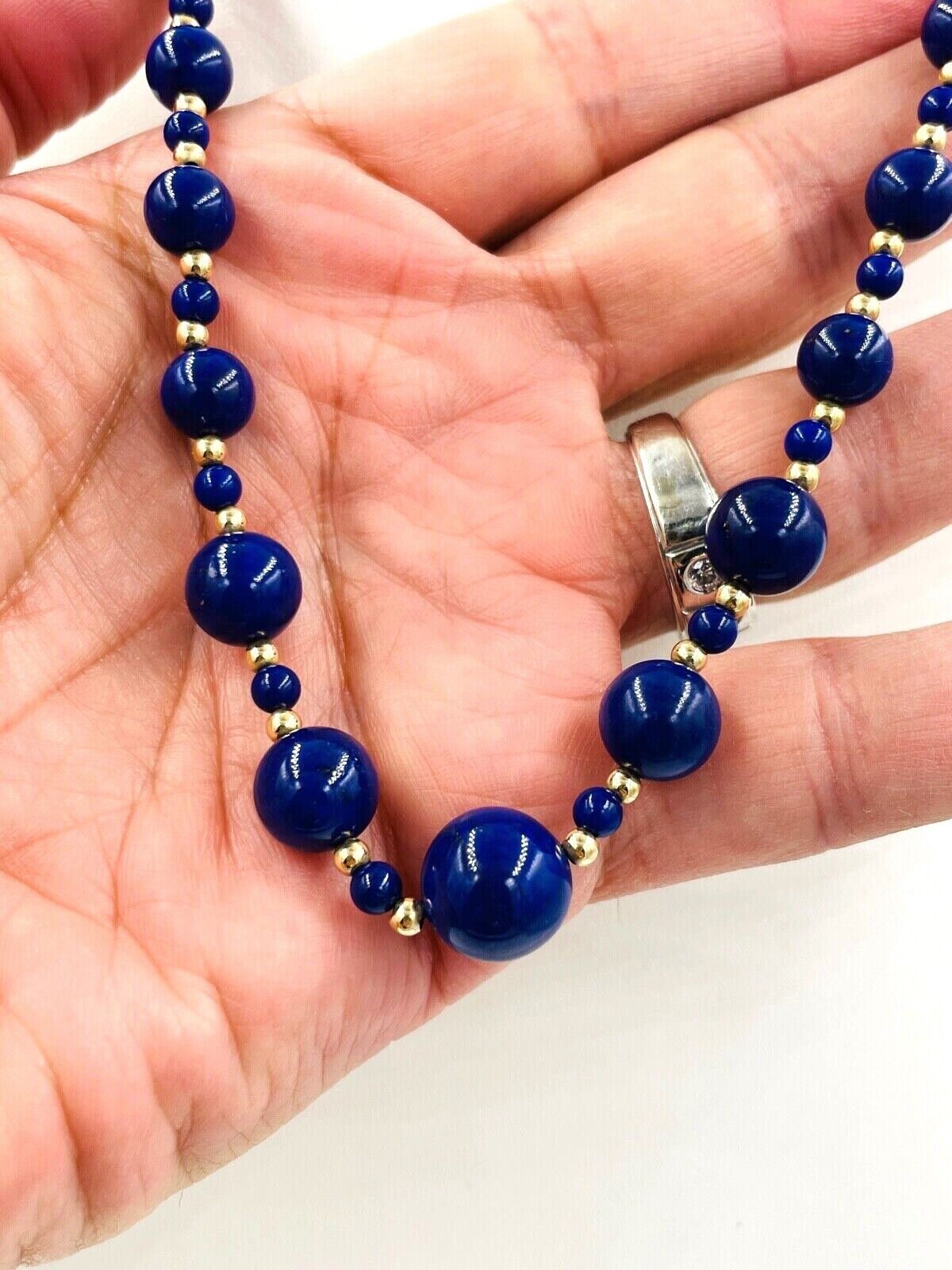 Vintage Lapis Lazuli Beaded Necklace - Ruby Lane