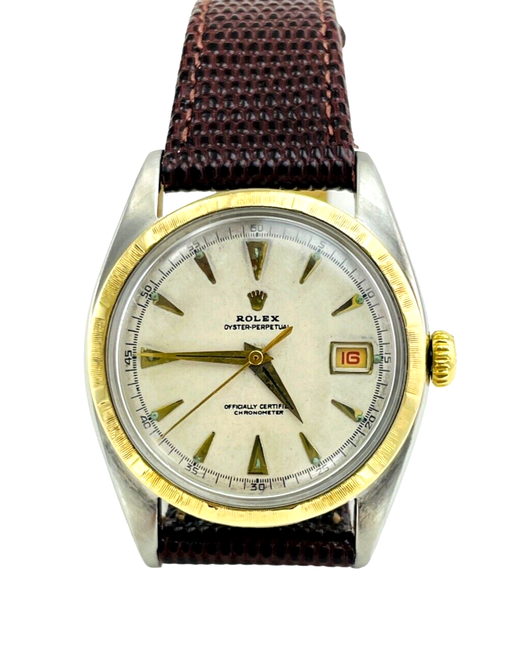1953 Rolex Bubbleback 14K bezel Gold Stainless Steel Watch Ref. 6105